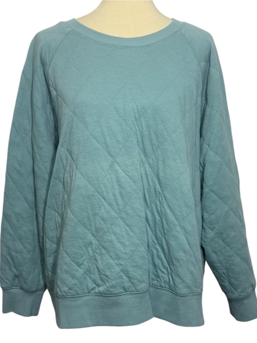 Old Navy Women’s XXL Quilted Crewneck Sweatshirt - Blue/ Green